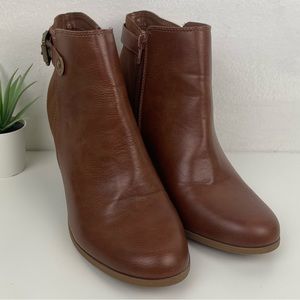 Soda Brown Vegan Leather Heeled Booties Size 10